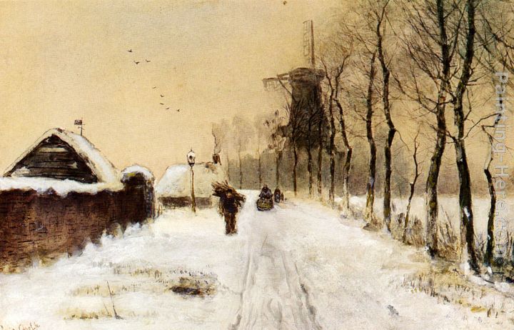 Louis Apol Wood Gatherers On A Country Lane In Winter